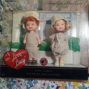 Barbie I Love Lucy Dolls in Cream and Gray Outfits